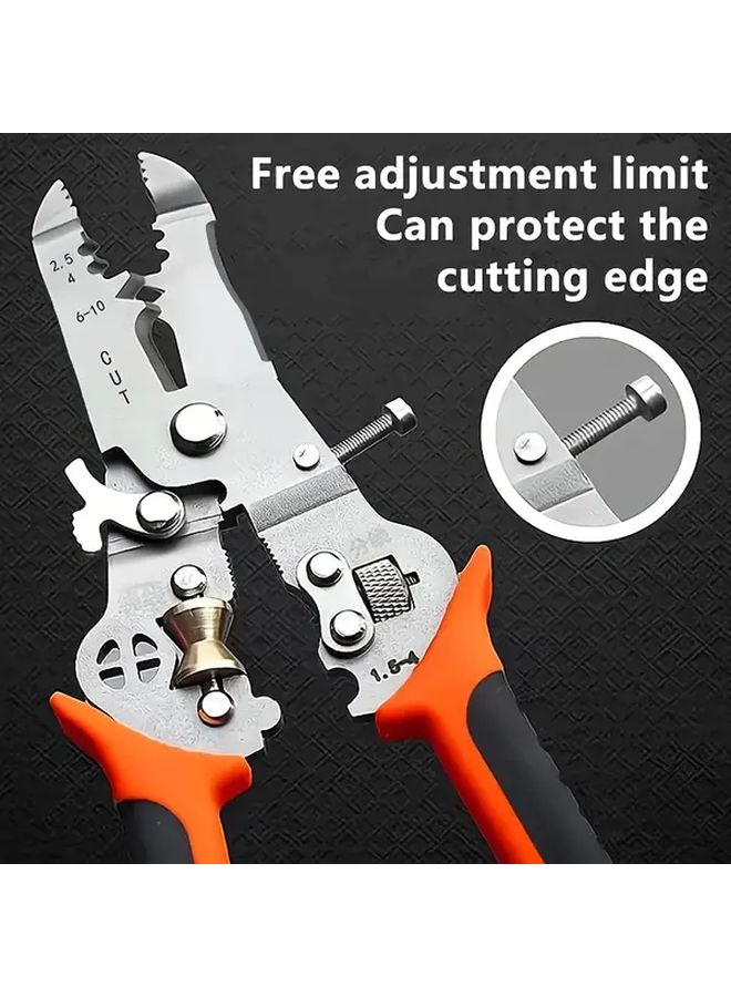 Orange Wire Stripper Tool with Crimping Cutting for Electrician Use - Image 4