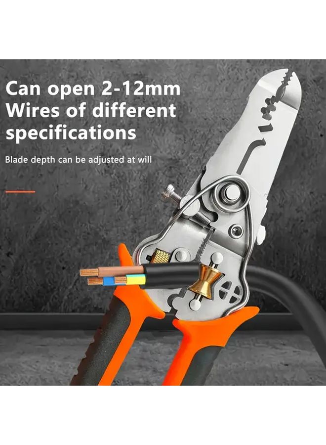 Orange Wire Stripper Tool with Crimping Cutting for Electrician Use - Image 5