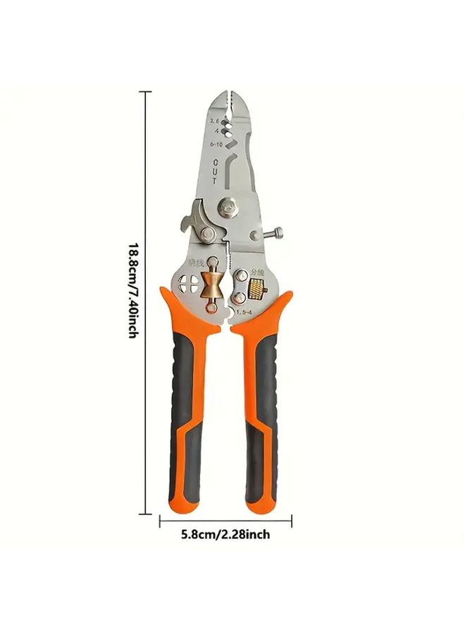 Orange Wire Stripper Tool with Crimping Cutting for Electrician Use - Image 3