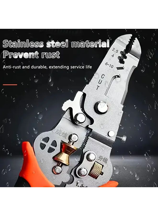 Orange Wire Stripper Tool with Crimping Cutting for Electrician Use - Image 2