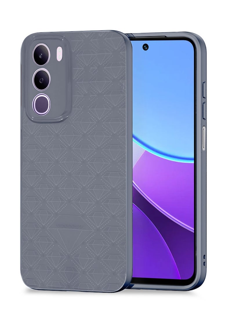 Wtech vivo Y19s Pro 4G 2025 Liquid Silicone Carbon Fiber Texture Case Cover (MCFPSN) - Grey - Image 1