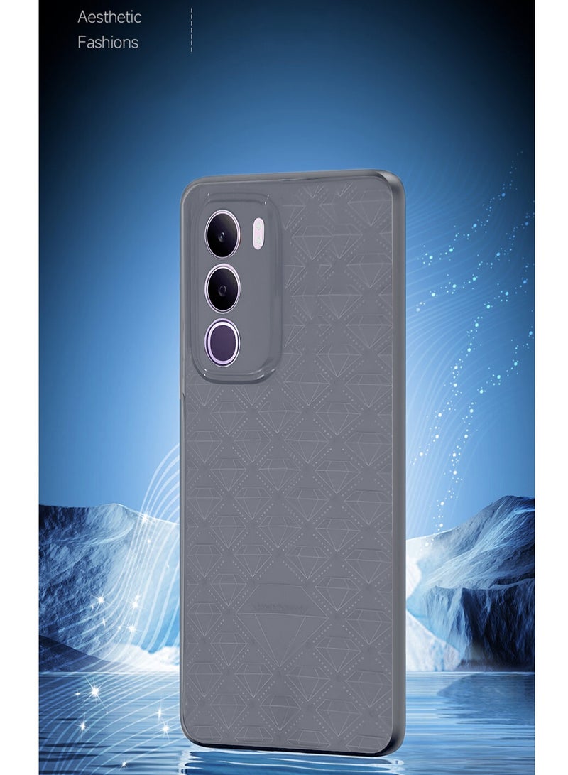Wtech vivo Y19s Pro 4G 2025 Liquid Silicone Carbon Fiber Texture Case Cover (MCFPSN) - Grey - Image 4