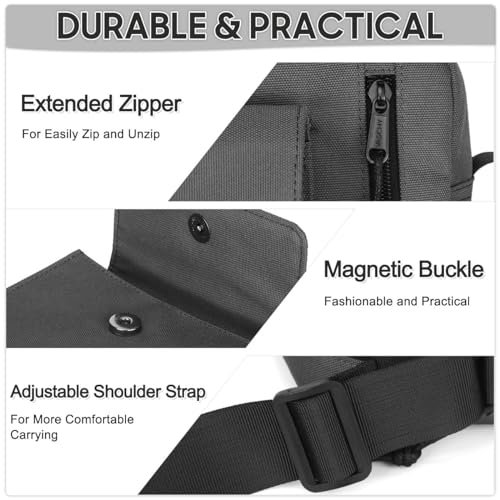 VASCHY Small Messenger Bag, Lightweight Casual Crossbody Sling Shoulder Side Bag for Men Women for Work/Travel/Daily Gray - Image 4