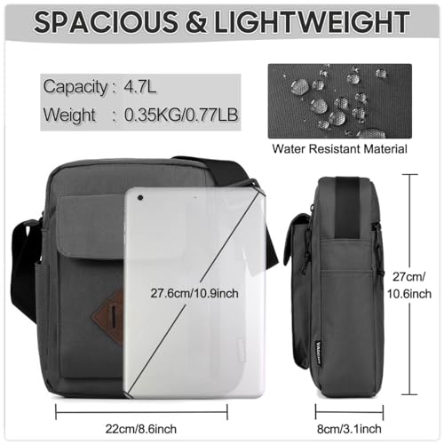 VASCHY Small Messenger Bag, Lightweight Casual Crossbody Sling Shoulder Side Bag for Men Women for Work/Travel/Daily Gray - Image 2