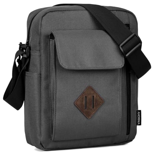 VASCHY Small Messenger Bag, Lightweight Casual Crossbody Sling Shoulder Side Bag for Men Women for Work/Travel/Daily Gray - Image 1