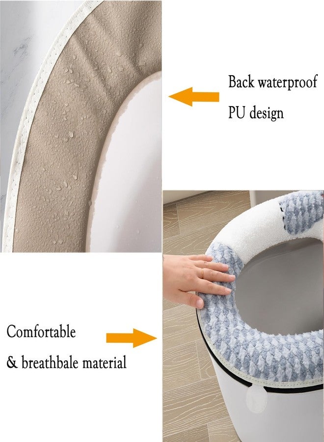AzsVbvs Warmer Toilet Seat Pads with Zipper Toilet Seat Cover with Lifter Handle Set Washable Velvet Toilet Seat Cushion Soft Thicker Toilet Seats Warmer Mat (Grey White) - Image 4