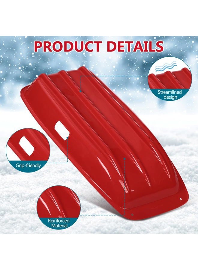 Poen 2 Pcs Plastic Snow Sled 35" Downhill Sprinter Winter Toboggan Sled Board with Pull Rope and Handles Snow Sleds for Kids Adults Downhill Sledding Sleigh Sand Board Sleigh (Navy Blue and Red) - Image 3