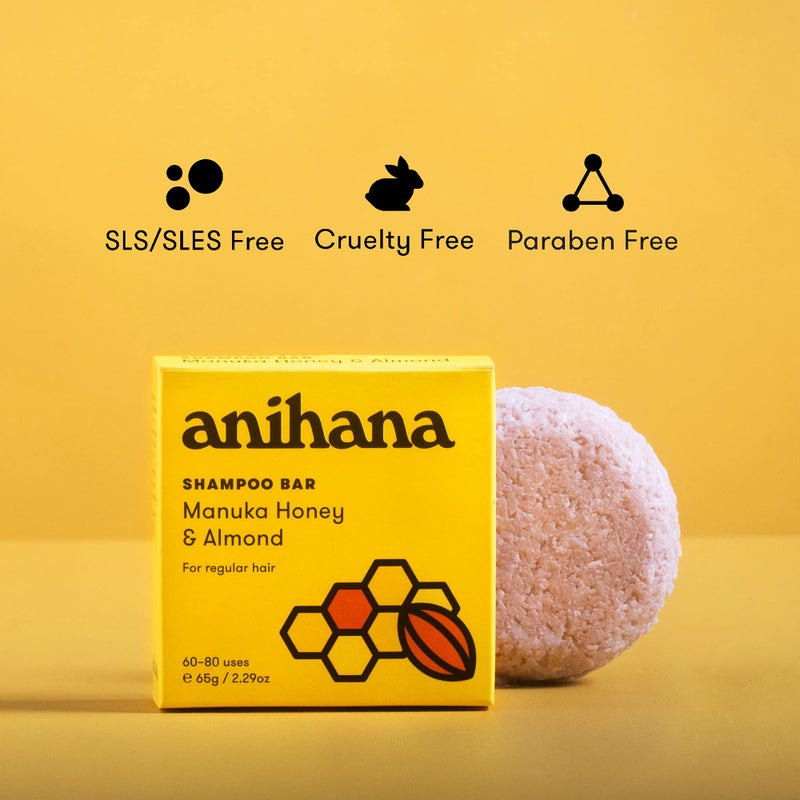 ANIHANA Shampoo Bar for Regular Normal Hair Clean Purifying Natural Healthy Look and Shine Paraben Free Manuka Honey and Almond 2.29 oz - Image 3