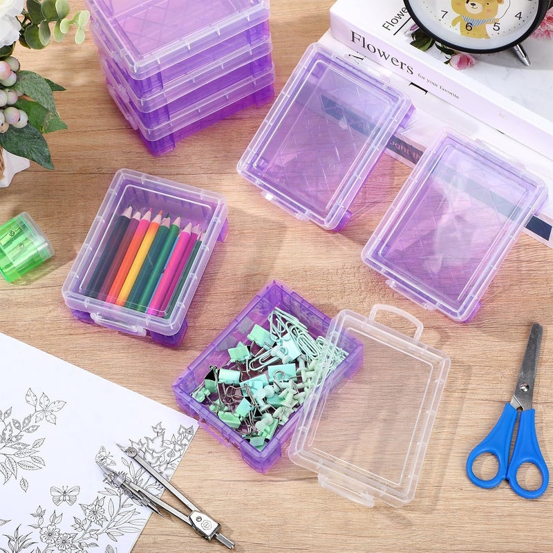 Suzile 25 Pcs Plastic Crayon Boxes with Snap Lids Crayon Storage Organizer Stackable Container Bulk Pencil Case for Pen Crafts Classroom Supplies(Purple) - Image 4