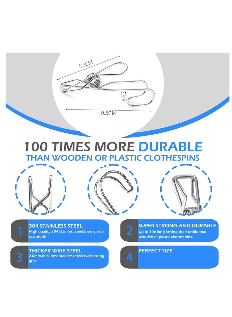 15pcs Stainless Steel Short Tail Hanger Clip with Hook, Durable Hanging Clips, Heavy Duty Multifunctional Hangers Use for Display Storage Items（Without pole）  - Image 2
