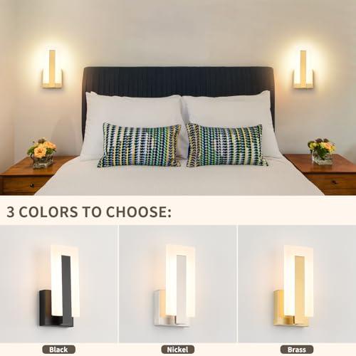 Joosenhouse Modern LED Wall Sconce Set of 2, Brass Warm White Light Wall Sconce 3000K, Hardwired Up and Down Wall Mount Light for Hallway, Bedroom, Study, Living Room Indoor Wall Light - Image 4