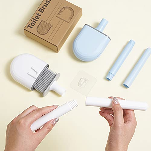 NISHIV Mini Plastic Silicone Flexible Toilet Cleaning Brush Holder for Bathroom Toilet Brush Water Leak Proof Base Silicone Wc Flat Head Pack of 1(Multi Color) - Image 2