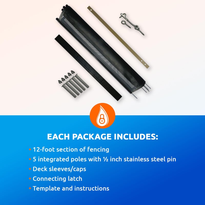 Life Saver Pool Fence Pool Fence DIY by Life Saver Fencing Section Kit, 4 x 12-Feet, Black - Image 3