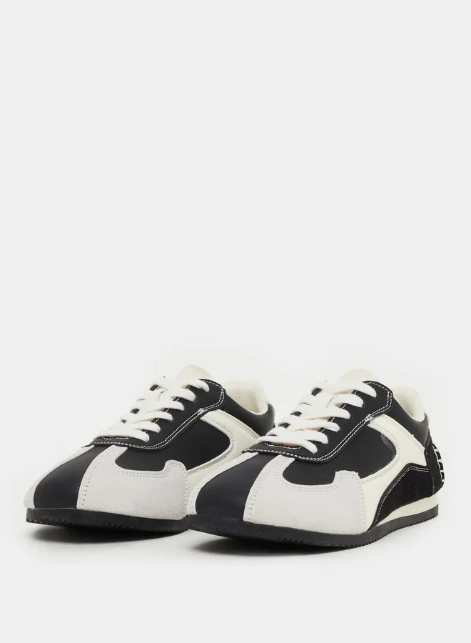 Styli Color Block Round Toe Lace-Up Sneakers