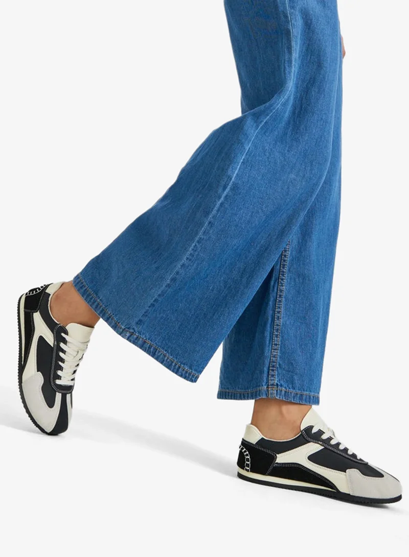 Styli Active Color Block Round Toe Lace-Up Sneakers