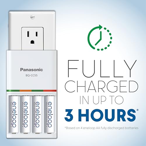 Eneloop Panasonic K-KJ55MCA4BA Advanced Individual Battery 3 Hour Quick Charger with 4 AA Rechargeable Batteries, White - Image 3