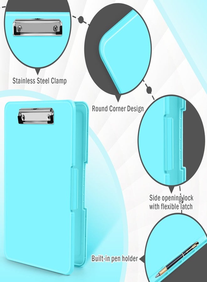 ANZNKU Clipboard with Storage 13.3x9.6 inches, Storage Clipboard Side Opening Plastic Clipboard Heavy Duty, Nursing Clipboard Foldable, Letter Size Smooth Writing for Work, Study(Mint Blue) - Image 3