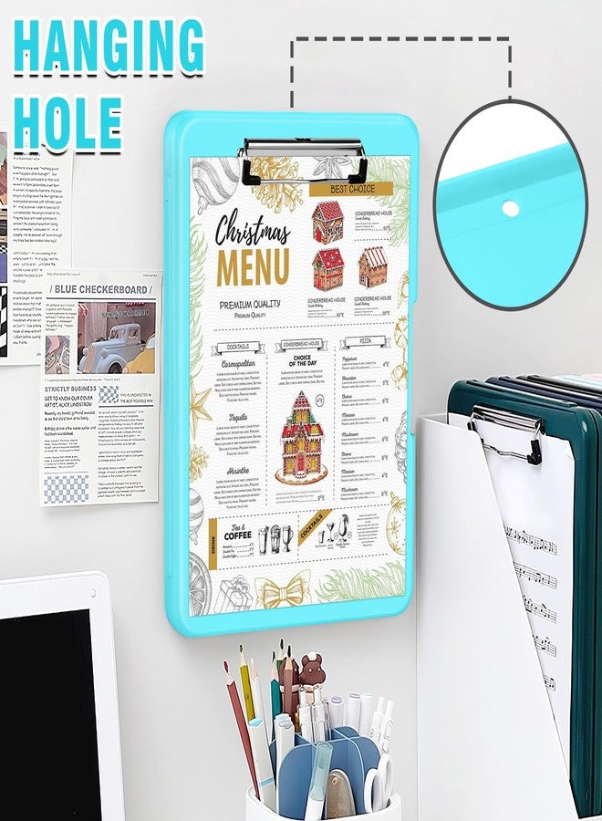 ANZNKU Clipboard with Storage 13.3x9.6 inches, Storage Clipboard Side Opening Plastic Clipboard Heavy Duty, Nursing Clipboard Foldable, Letter Size Smooth Writing for Work, Study(Mint Blue) - Image 4