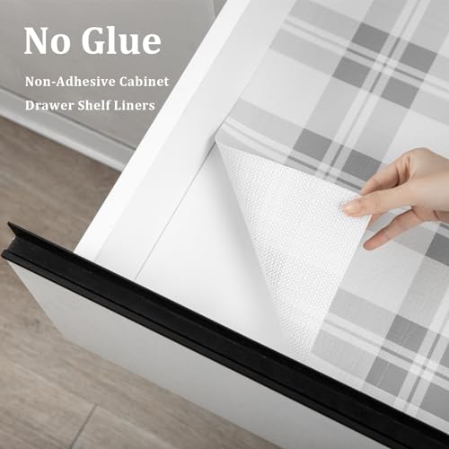 TheBaDaz Drawer Shelf Liner for Kitchen Cabinets, Non Adhesive Slip Resistant Shelf Paper Easy to Clean, Strong Grip Thickened Waterproof Washable Mats for Pantry Shelves Cupboard Dresser(Grey, 12 in x 10 FT) - Image 3
