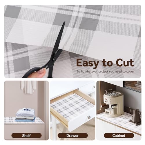 TheBaDaz Drawer Shelf Liner for Kitchen Cabinets, Non Adhesive Slip Resistant Shelf Paper Easy to Clean, Strong Grip Thickened Waterproof Washable Mats for Pantry Shelves Cupboard Dresser(Grey, 12 in x 10 FT) - Image 5