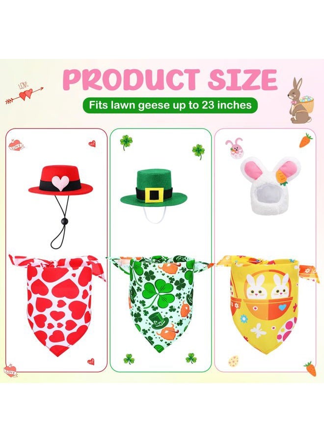 Shyyween 3 Set Valentine's Day Goose Outfit St. Patrick's Easter Bunny Lawn Porch Duck Costume 23" /17'' Holiday Patio Yard(Bib) - Image 2