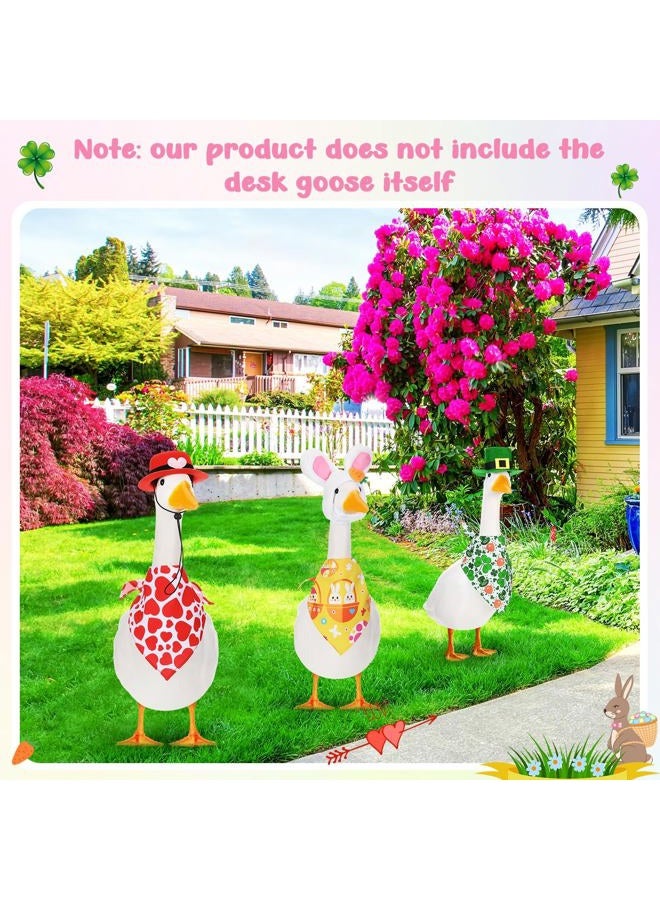 Shyyween 3 Set Valentine's Day Goose Outfit St. Patrick's Easter Bunny Lawn Porch Duck Costume 23" /17'' Holiday Patio Yard(Bib) - Image 4