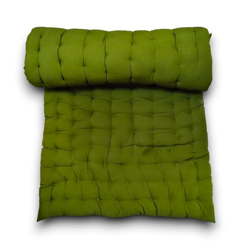 ATOOTFUSION Soft Cotton Quilt Mattress Foldable for Floor Light Weight Filled Single Firm Cotton Quilt Mattress Gadda Dark Green 3 x 6 ft or 72 x 36 Inches 1 Sleeping Capacity - Image 1
