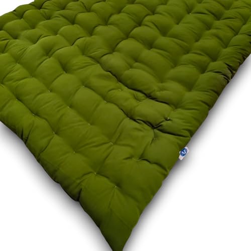 ATOOTFUSION Soft Cotton Quilt Mattress Foldable for Floor Light Weight Filled Single Firm Cotton Quilt Mattress Gadda Dark Green 3 x 6 ft or 72 x 36 Inches 1 Sleeping Capacity - Image 2