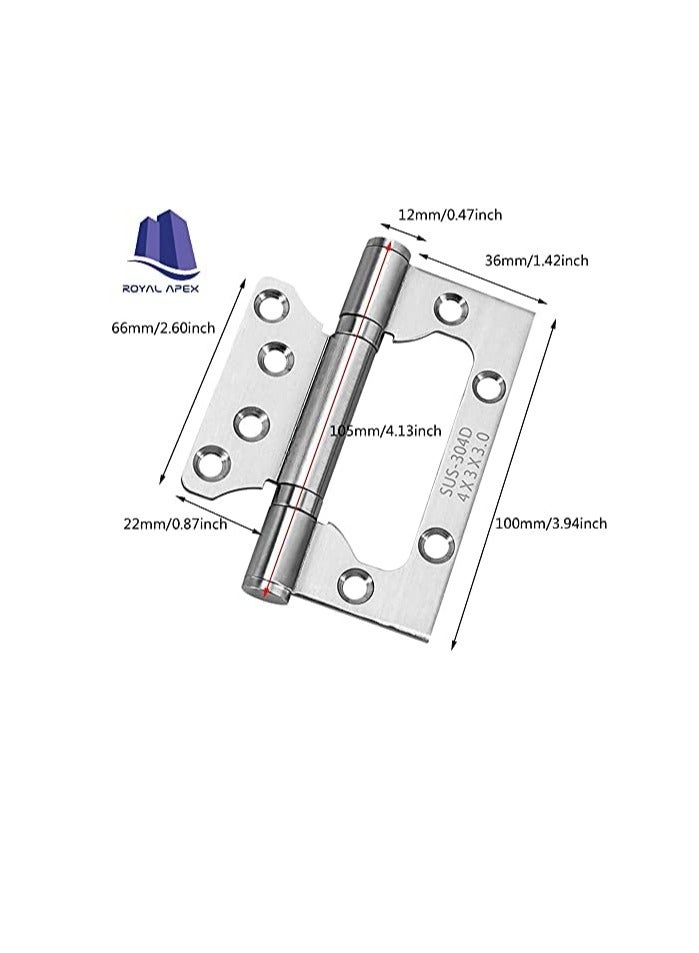 Milano 4"x3"x3MM Door Hinges Ball Bearing Non-Mortise Heavy Duty Stainless Steel Mobile Home Door Hinges Smooth Mute Movement Butt Hinges for Internal Doors Pack of 1  - Image 2
