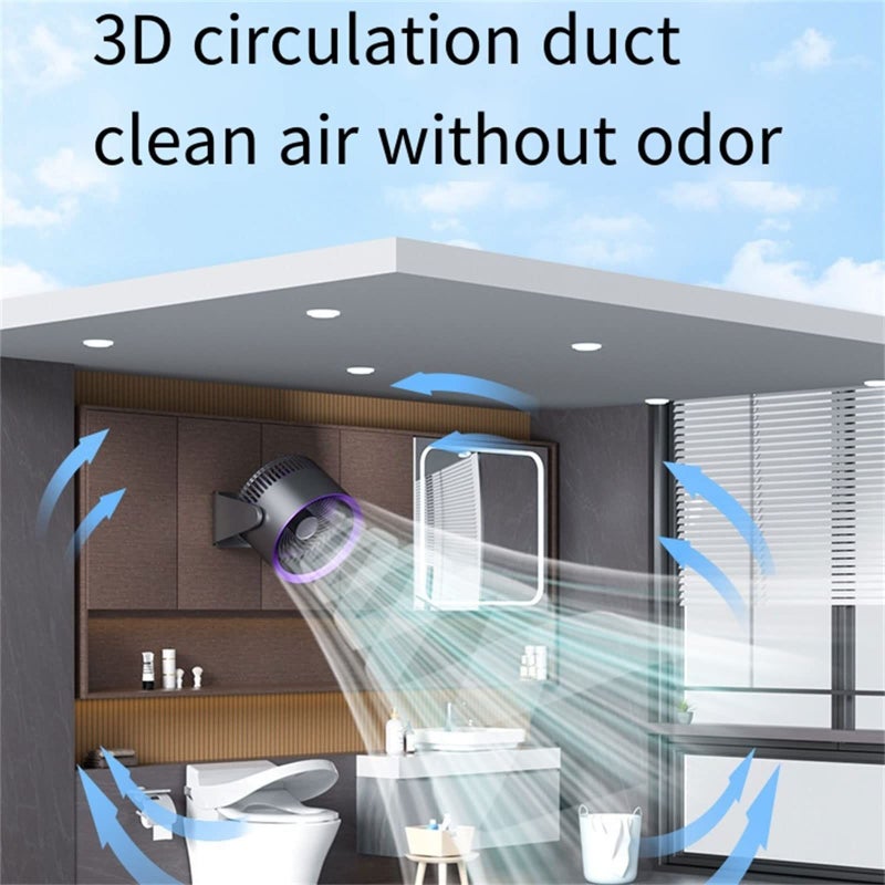 Grey Wall Mounted Rechargeable Air Circulator Fan 4000mAh Battery 3 Speeds Quiet Portable - Image 4