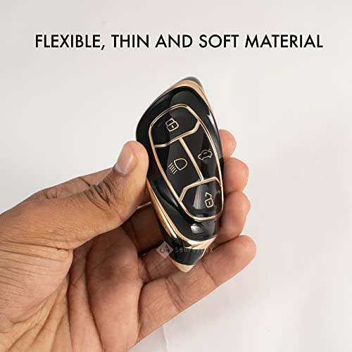Shopoflux® TPU Key Cover Compatible with Tata Nexon | Harrier | Safari | Altroz | Tigor | EV | Punch | Tiago EV Electric 4 Button Smart Key Only (Black Pack of 2) - Image 4