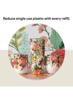 كوركسيكل كوب قهوة كلاسيكي معزول بغطاء من Corkcicle x Rifle Paper Co.، لون كريمي لحفلات الحديقة، 24 أونصة - كوب سفر من الفولاذ المقاوم للصدأ، يحافظ على البرودة لمدة 9 ساعات، والسخونة لمدة 3 ساعات - مناسب لحامل الأكواب.  - Image 5