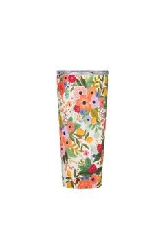 كوركسيكل كوب قهوة كلاسيكي معزول بغطاء من Corkcicle x Rifle Paper Co.، لون كريمي لحفلات الحديقة، 24 أونصة - كوب سفر من الفولاذ المقاوم للصدأ، يحافظ على البرودة لمدة 9 ساعات، والسخونة لمدة 3 ساعات - مناسب لحامل الأكواب.  - Image 1