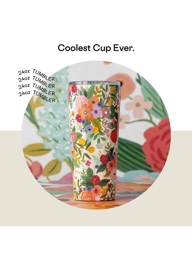 كوركسيكل كوب قهوة كلاسيكي معزول بغطاء من Corkcicle x Rifle Paper Co.، لون كريمي لحفلات الحديقة، 24 أونصة - كوب سفر من الفولاذ المقاوم للصدأ، يحافظ على البرودة لمدة 9 ساعات، والسخونة لمدة 3 ساعات - مناسب لحامل الأكواب. - Image 3