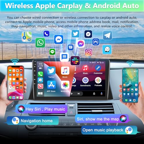 Podofo راديو بودوفو اللاسلكي مع أبل كار بلاي وأندرويد أوتو لسيارة هوندا أكورد 8 2008-2013، جهاز استقبال صوتي بشاشة تعمل باللمس 10.1 بوصة مع بلوتوث HiFi EQ DSQ FM RDS واي فاي + كاميرا خلفية + ميكروفون - Image 4