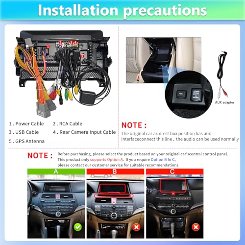Podofo راديو بودوفو اللاسلكي مع أبل كار بلاي وأندرويد أوتو لسيارة هوندا أكورد 8 2008-2013، جهاز استقبال صوتي بشاشة تعمل باللمس 10.1 بوصة مع بلوتوث HiFi EQ DSQ FM RDS واي فاي + كاميرا خلفية + ميكروفون - Image 3