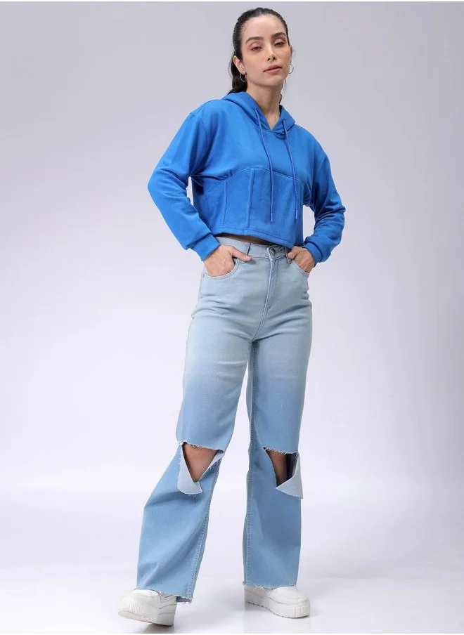 Freehand Women Fitted Solid Corset Sweatshirt