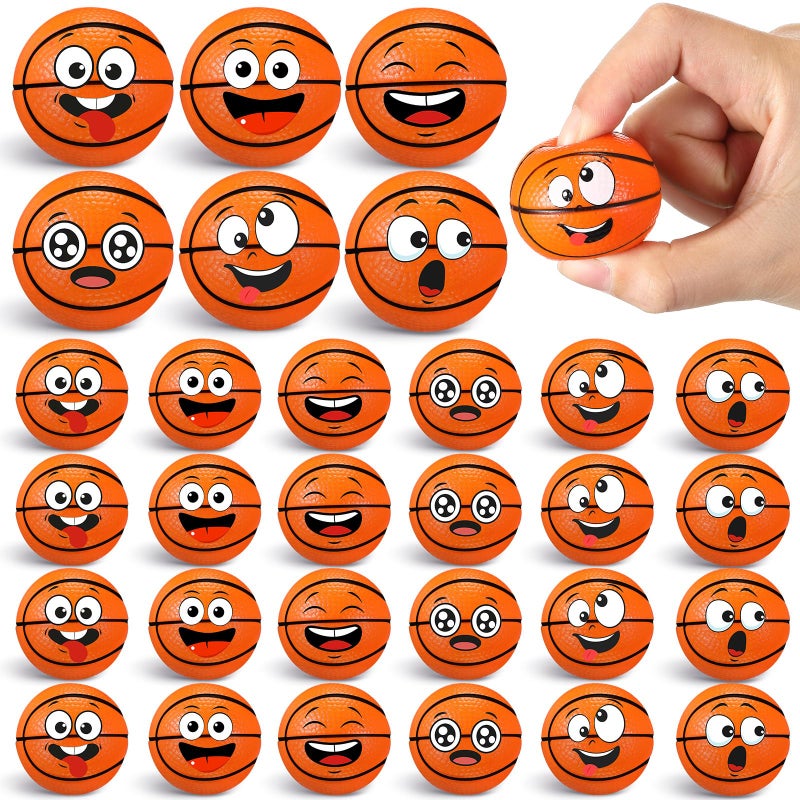 Arrowbash 24 Pcs Mini Face Basketball Stress Balls for Boys Girls Face Fidget Toys Bulk Foam Balls for Stress and Anxiety Relief Balls for Party Favors Birthday Gift Decoration - Image 3