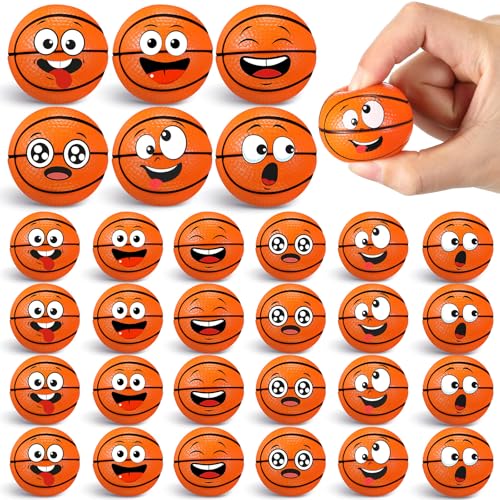 Arrowbash 24 Pcs Mini Face Basketball Stress Balls for Boys Girls Face Fidget Toys Bulk Foam Balls for Stress and Anxiety Relief Balls for Party Favors Birthday Gift Decoration - Image 1