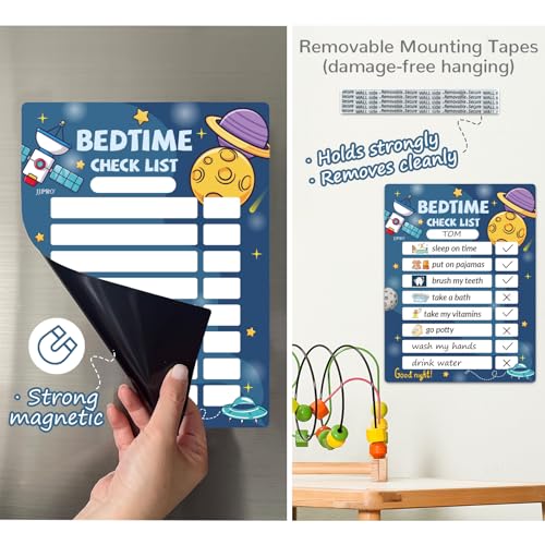 JJPRO Bedtime/Morning Routine Chart - Magnetic Daily Schedule Board for Kids - Outer Space - Image 5