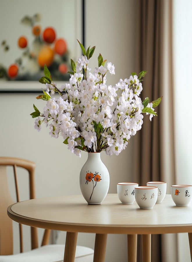 Bailikang 10PCS Fake Cherry Blossom Flowers Flower Decor Fall Floral Arrangement Peach Flowers Cherry Blossom Branches Stems Silk Flowers Fake Flowers - Image 3