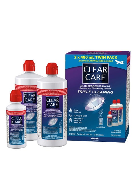 Plus Hydraglyde Cleaning and Disinfecting Solution for Contact Lenses Professional 2 x 480 ml + 90 ml
