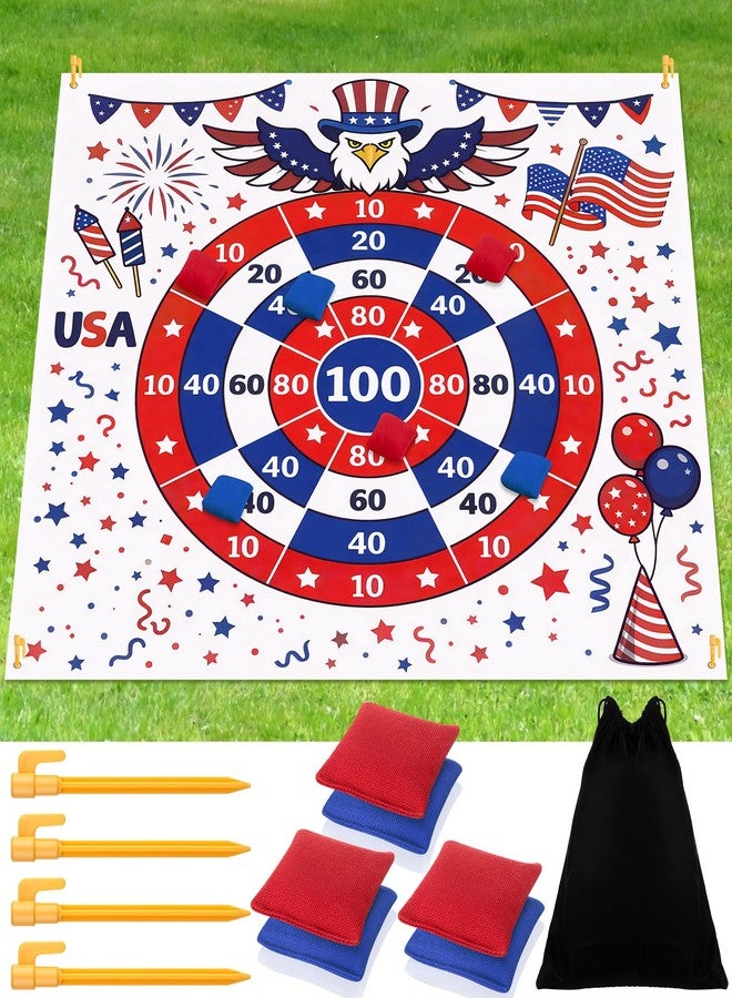 Arrowbash Giant 4th of July Bean Bag Toss Game 4.9ft Large 250 Anniversary Patriotic Cornhole Bags Set of 6, Red White and Blue American Toss Game for Lawn Yard Adults for Independence Veterans Gifts - Image 1