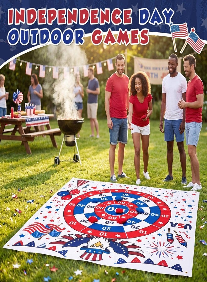 Arrowbash Giant 4th of July Bean Bag Toss Game 4.9ft Large 250 Anniversary Patriotic Cornhole Bags Set of 6, Red White and Blue American Toss Game for Lawn Yard Adults for Independence Veterans Gifts - Image 3