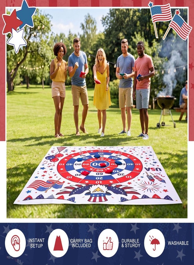 Arrowbash Giant 4th of July Bean Bag Toss Game 4.9ft Large 250 Anniversary Patriotic Cornhole Bags Set of 6, Red White and Blue American Toss Game for Lawn Yard Adults for Independence Veterans Gifts - Image 4
