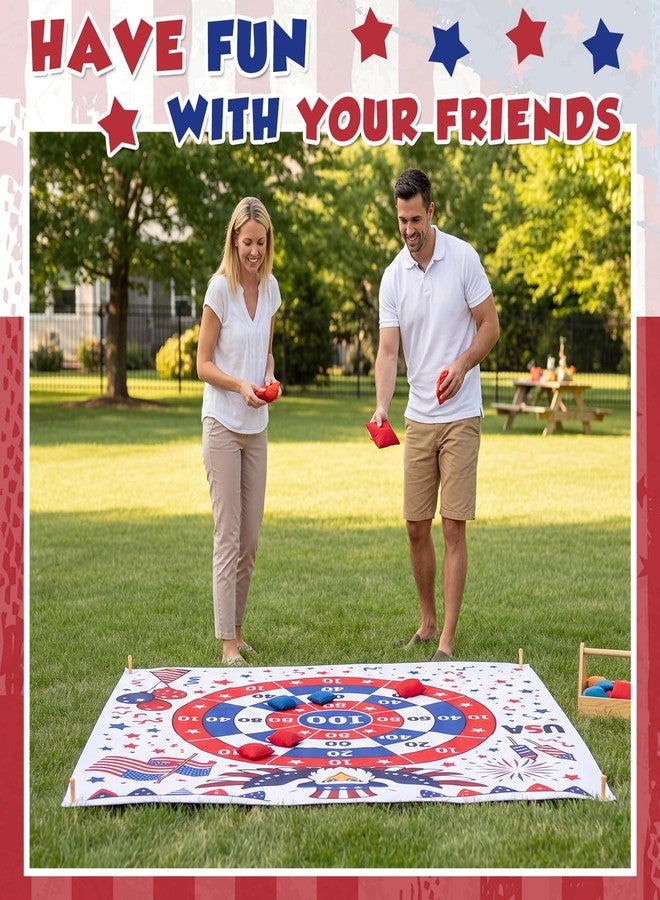 Arrowbash Giant 4th of July Bean Bag Toss Game 4.9ft Large 250 Anniversary Patriotic Cornhole Bags Set of 6, Red White and Blue American Toss Game for Lawn Yard Adults for Independence Veterans Gifts - Image 5