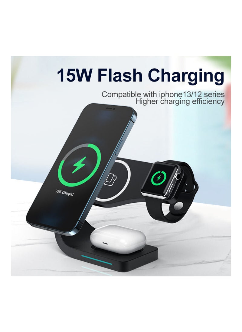 Generic - Magnetic Wireless Charger Stand Quick Charging Dock For IPhone13 12 iWatchS1-7 SE Air Pods - Image 1