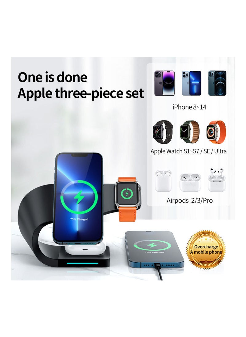 Generic - Magnetic Wireless Charger Stand Quick Charging Dock For IPhone13 12 iWatchS1-7 SE Air Pods - Image 1