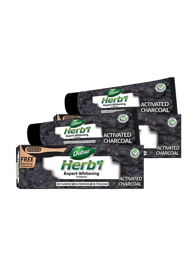 Dabur معجون أسنان بالفحم النشط العشبي عبوة من 4 - Image 1
