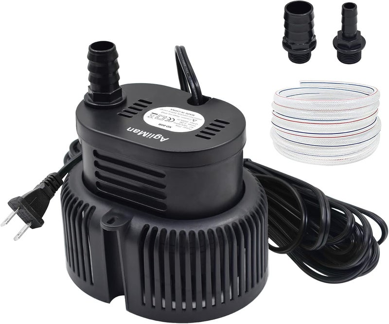 AgiiMan Pool Cover Pump Above Ground - Submersible Sump Pump, Swimming Water Removal Pumps, with Drainage Hose & 25 Feet Extra Long Power Cord, 850 GPH inGround, 3 Adapters Black - Image 4